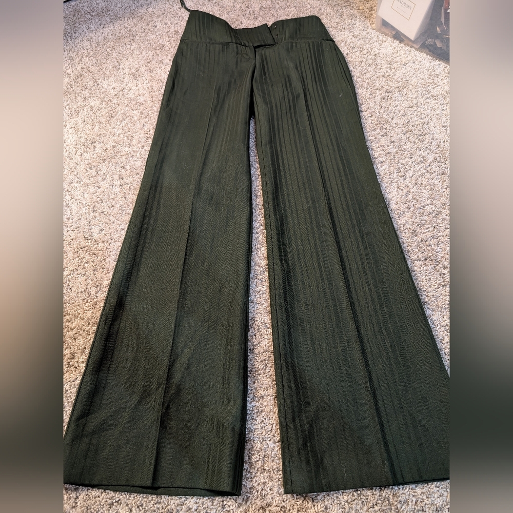 INC International Concepts Wide-Leg Dark Green Pleated Pants